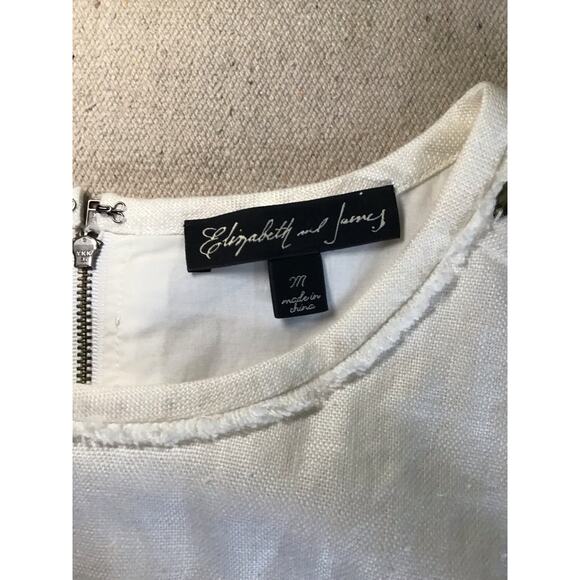 Elizabeth & James Women Bejeweled shoulder  Linen Sleeveless Cropped Top Sz Med - Picture 10 of 12